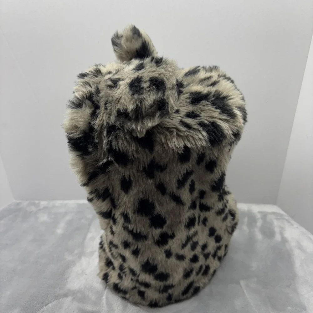 Claires fluffy snow leopard faux-fur balaclava hood